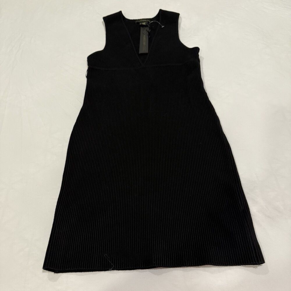 House Of Harlow Luxe Essentials Knit Ribbed V-Neck Bodycon Black Dress NWT XS